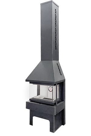 Камин ПАНОРАМА ТРИ СТЕКЛА графит